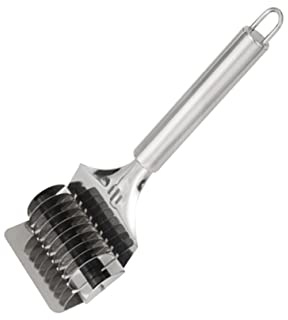 Cortador de Pasta de Acero Inoxidable Plata para Cocina y Horneado | Uso Manual Multiuso, Diseño Orificio Mango, Apto para Cortar Jengibre y Ajo