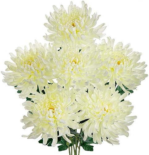 6 Stück Künstliche Chrysantheme Seiden, kunstblumen Hortensien Seide plastikblumen, Realistische Blume Silk für Wohnzimmer Büro Dekor Tisch Küche #2