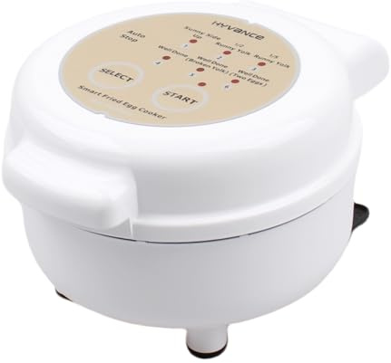 Hyvance Smart Fried Egg Cooker, Automatic Fried Egg Maker for 6 Features like Sunny Side Up, Over Easy, Fully Cooked & More. Auto Power Off, Alarm, Round Shape, Non Stick Coating PFAS FREE (White)