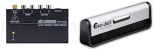 Best Price Square Ultra COMPACT Phono PREAMP PP400 by BEHRINGER & Pro-Ject Kohlefaser-Reinigungsbürste Brush it für Schallplatten