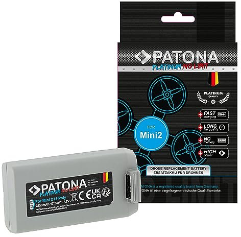 PATONA Platinum Akku Kompatibel mit DJI Mini 2, 4K Drohnen | 2250mAh, 17.33Wh, 7.7V Li-Ion | Ersatz für CP.MA.00000326.02, mit Überladungs- & Kurzschlussschutz