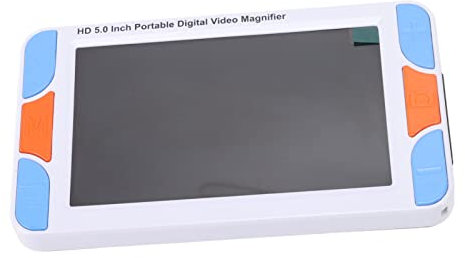 Tragbare Digitale Lupe für Lesehilfe für Sehbehinderte, 5 Zoll LCD Farbbildschirm, Faltbare Elektronische Lupe mit Griff,3-48 Facher Zoom, 26 Farbmodi (EU-Stecker)