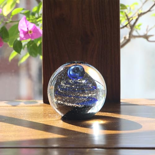 DECRZPB Handgefertigte Glaskugel Sternenhimmel-Figur geblasenes Kristallglas Glasur Briefbeschwerer Geschenk für Weihnachten Heimdekoration Tischdekoration