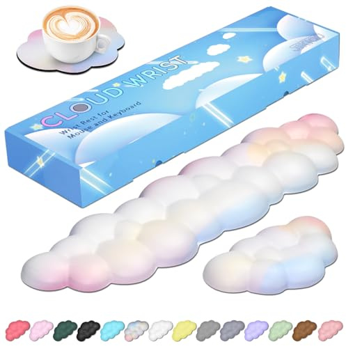 JIKIOU Upgrade Leather Cloud Keyboard Wrist Rest, Cloud Wrist Rest with Non-Slip PU Base, Comfortable Memory Foam Wrist Rest for Computer Laptop Mac Gaming Office and Pain Relief Christmas Wish Gift | Wish Gift-Cute Cloud Shape, Comfortable and don’t Irritate to Skin, Non-Slip PU Base,Soft Memory Foam filled for Pain Relief