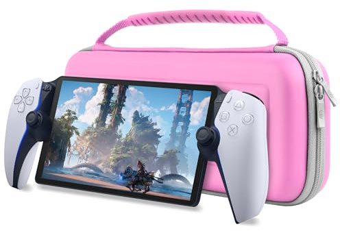 Orzly Pinkfarbene Tragetasche für PlayStation Portal Remote-Player für PS5-Konsole mit Zubehör, Reise- und Aufbewahrungsschutz für Headset-Ladegerät und mehr