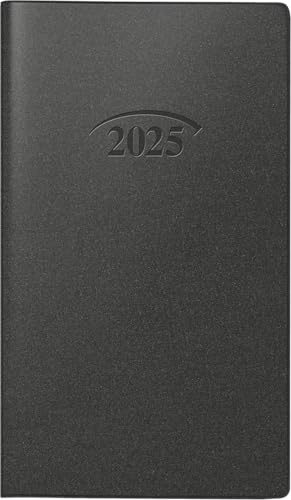 BRUNNEN Taschenkalender Modell 751 (2025), 2 Seiten = 1 Monat, A6, 32 Seiten, Kunststoff-Einband Artistico, schwarz