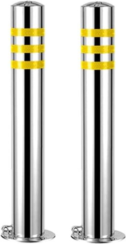 ELzEy Parkplatzsperre Abschließbarer Sicherheitspoller aus Edelstahl, 2er-Pack, Warnpfosten mit Reflektorstreifen for den gewerblichen oder privaten Gebrauch für Autoparkplätze(600x89mm-2pcs)