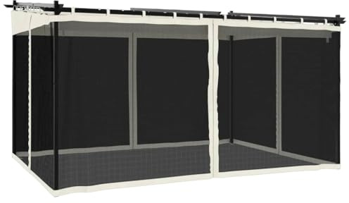 vidaXL Pavillon mit Netzwänden Creme 4x3 m Stahl