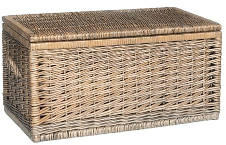 Arthur Cameron - Rapallo Deluxe Large Storage Basket with Lid, Hand-Crafted Double-Weave Wicker Storage Chest, Trunk, Wicker Basket, Storage Box (Antique Wash, Large)