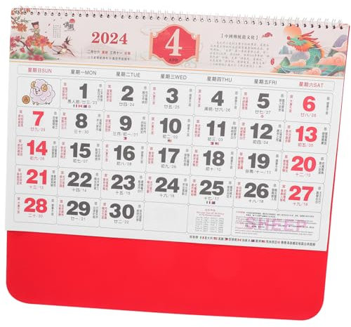FUNOMOCYA Chinesischer Wandkalender Traditioneller Monatskalender Für Büro Und Zuhause Hängender Kalender Mit Klarer Druckqualität Für Drachenjahr Klassische Dekoration