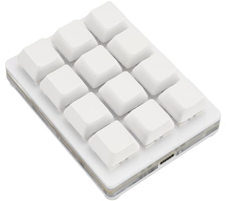 Bewinner Tastiera Meccanica Programmabile con una Sola Mano, Tastiera da Gioco Meccanica RGB a 12 Tasti, Tastiera Macro Programmabile con Interruttore Rosso per Linux, per OS X, per (WHITE)