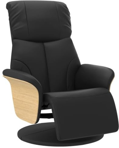 HETFTJN Lesestuhl Loungesessel Outdoor Chaiselongue Lounge Sessel Outdoor - Relaxsessel mit Fußteil Schwarz Kunstleder für Büro Schlafzimmer Balkon Wohnzimmer
