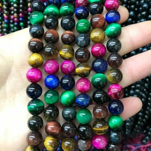 Hochwertige runde Perlen aus Naturstein, Rot, Grün, Blau und Schwarz, Größe 6–8 mm, zur Herstellung von Schmuck, DIY-Armbänder, 8–6 mm, 30 Stück, 1 Los