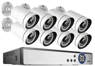Kit di sorveglianza DVR, sistema di telecamere di sicurezza CCTV PoE 4K 16CH 8MP, kit di videosorveglianza, visione notturna a colori bidirezionale, IP esterno, strada (nessuno, sistema di telecame