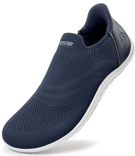 Sosenfer Unisex breda barfotaskor kvinnor män barfotaskor utomhus spår löpning promenadskor minimalistiska barfota skor, Mörkblå, 46 EU
