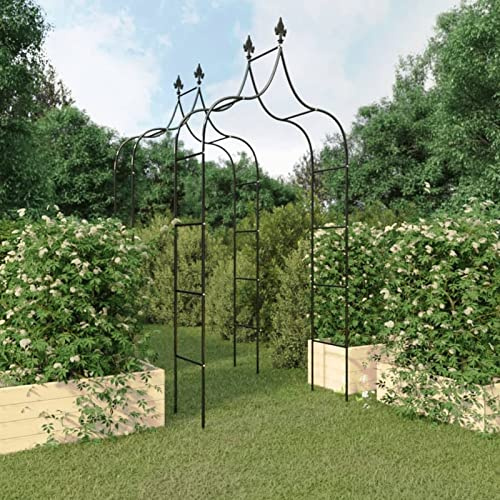 Gecheer Arches de jardin 2 unités en acier noir 120 x 38 x 260 cm, arche de mariage, pergola de jardin pour intérieur et extérieur