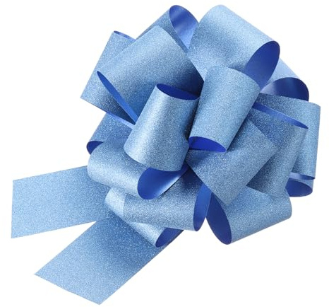 QUARKZMAN 5 Stück Große Geschenkschleife, 15 cm Ziehschleife Geschenk Schleife, Geschenkbänder für Geschenkverpackung Hochzeitskörbe Geschenke Weihnachten Valentinstag Party（Hellblau）