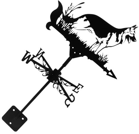 YARNOW Windrichtungsanzeiger Aus Metall Dekorativer Wetterfahne Form Eines Schäferhunds Für Dach Garten Und Terrasse Praktischer Windrichtungsindikator
