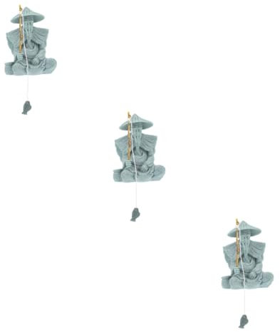 Zerodeko 3pcs Elegant Jiang Fisherman Figurine Mini Aquarium Ornament Home Garden Decor