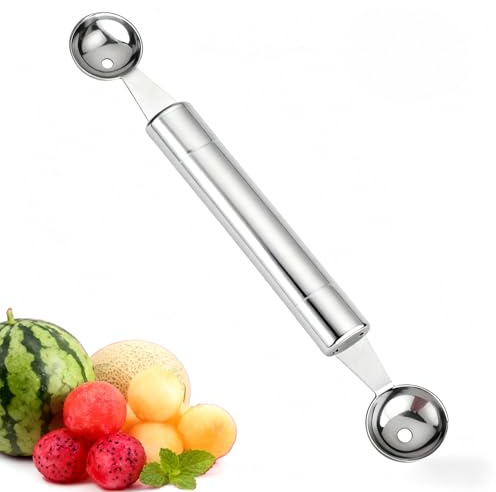 Melon Baller Scoop, Double Ended Fruit Icecream Ball Spoon 2.5cm 3cm Stainless Steel Round Melon Baller for Watermelon Ice Cream Fruits Sorbet Meatball