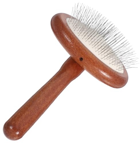 Yardwe Hundekamm Aus Buchenholz Mit Breiten Zinken Für Haarwechsel Haustierkamm Zum Entfilzen Mit Ergonomischem Griff Für Lockiges Fell