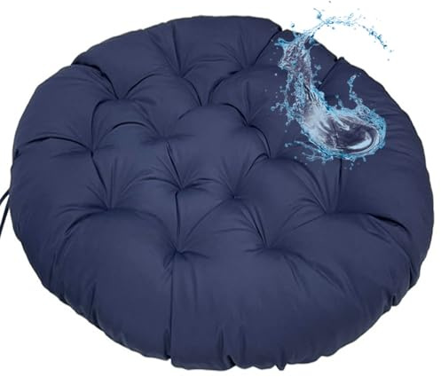Generisch Rundes Papasansessel Kissen Wasserdicht Sitzkissen Hängesessel Outdoor/Indoor Bodenkissen Kissen für Schwenksessel, Korbsessel Outdoor Gartenmöbel Sitzauflage Auflage(Navy Blue,50x50cm)