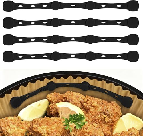 Pietuley 17.5cm Longer Air Fryer Magnets for Airfryer Liners Disposable | 4PCS Parchment Paper Air Fryer Accessories, Heat-Resistant Silicone Magnet Clips, Fits All Iron-Basket Models