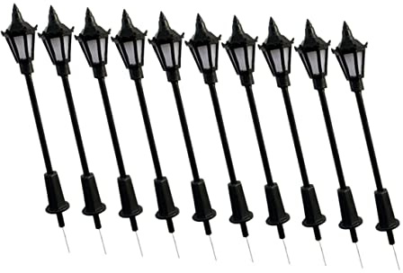 HEALSOPTHY 10 pezzi Micro Street Light per Modellismo Paesaggio Ferroviario Lampade Stradali con Base Liscia per Mini Case e Decorativi