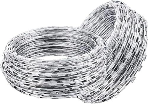 Valla de alambre de púas de acero inoxidable con doble espiral, valla de seguridad antiescalada, Filo Spinato para una mayor protección y seguridad, perfecta para jardines y propiedades