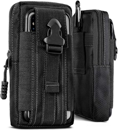 ONEFLOW Custodia di sopravvivenza per Google Pixel 10 Pro XL, in nylon con moschettone, tattica EDC con supporto per cintura, custodia per cellulare da esterno, colore nero