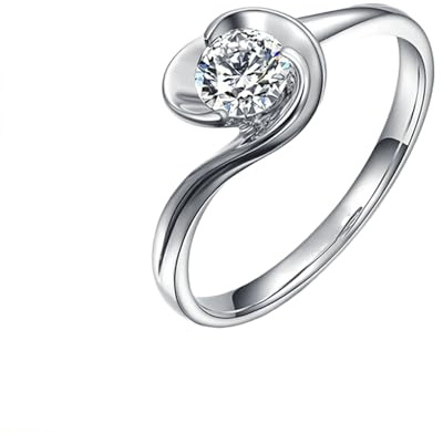 Tolldek Hochzeitsring Platin PT950, Weiß 0.5ct Labor Erstellt Diamant Klassiker Freundschaftsringe Rundschliff, Echt Schmuck Solitärring Platin, Gr.65 (20.7)