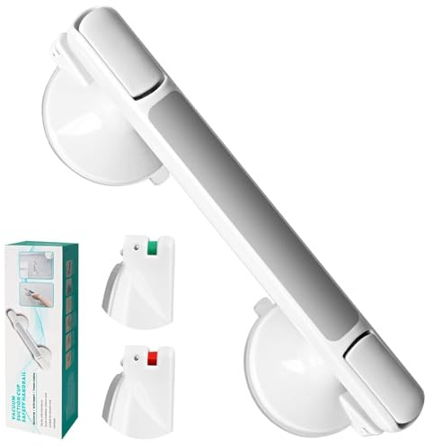 LURICO Haltegriff mit Saugnapf, 33 CM Haltegriff Dusche ohne Bohren für Senioren, Abnehmbare Duschgriff mit Saugnapf, Aufstehhilfe Sauggriff, Badewannengriff Badezimmer Gehhilfe für Senioren Bad