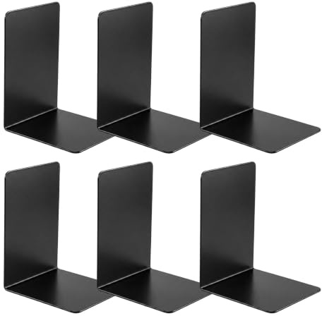 6 Pièces Serre-Livres, Supports en L pour Étagères, Accessoire de Bibliothèque avec Base Antidérapante, Séparateur de Livres pour École, Bureau et Maison