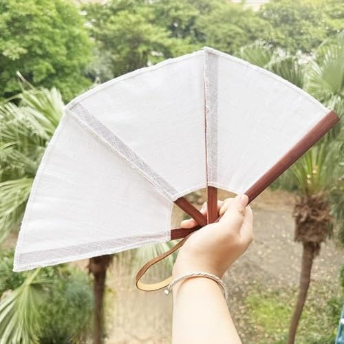 Abanicos de mano plegables, abanico de tela vintage bordado accionado con manivela, para regalos de boda, baile, decoración del hogar, abanicos decorativos multiusos (Estilo E)