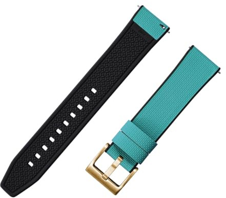 Bracelets de montre en caoutchouc FKM à dégagement rapide, bracelet épais de 18 à 24mm, avec boucle en argent, noir et or, tissu à voile, Sport(Gyan-Buckle3,21mm)