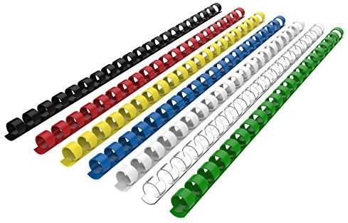RAYSON Bindekämme, 21 Ringe, 90 Blatt, 12 mm, Mehrfarbiger, A4, Packung mit 100 Stück