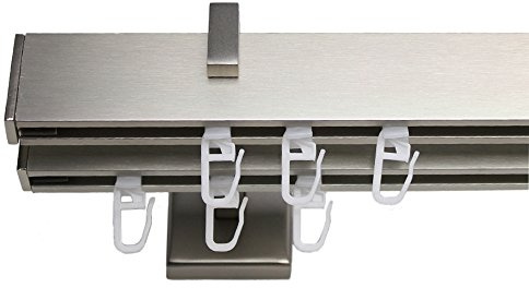 Stylelex Tetra Edelstahl-Optik 2-läufig - Träger 9,1cm - Rechteckig - Bis 300cm am Stück - 200cm - Endkappe