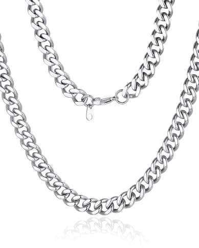 ChainsHouse Halskette für Herren Damen Edelstahl Panzerkette 3/6/9/12mm breit Kubanische Kette Männer Silber/Schwarz/Gold Gliederkette Hip Hop Kette Schmuck für Geburtstag Vatertag, Länge 36-76cm