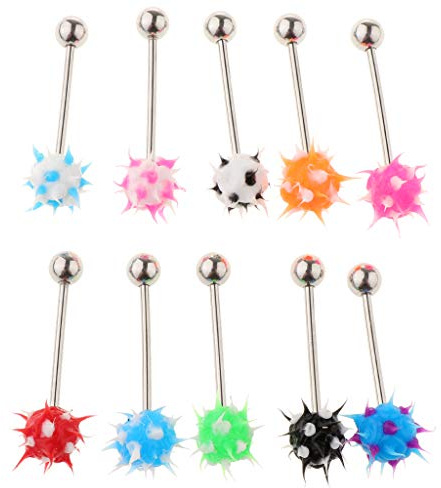 sharprepublic 10 Pièces Couleurs 14G Lèvre Barre De Barbe Oreille Anneau Stud Piercing Bijoux