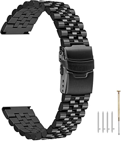 Kai Tian Super 3D Armband für Damen Herren einschraubbares verstellbares Schnellverschluss-Uhrenarmband Edelstahl-Uhrenarmband Doppelschlösser Armbanduhr Taucherschließe 20mm 22mm 24mm
