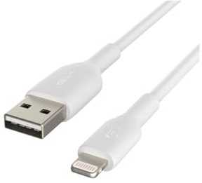 Belkin Câble Lightning (câble Boost Charge Lightning vers USB pour iPhone, iPad, AirPods ; câble de recharge certifié MFi pour iPhone ; blanc, 1 m)