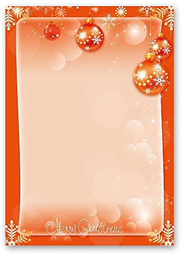 100 Blatt Briefpapier Weihnachtsbriefpapier MERRY CHRISTMAS - DIN A5 Format - Paper-Media