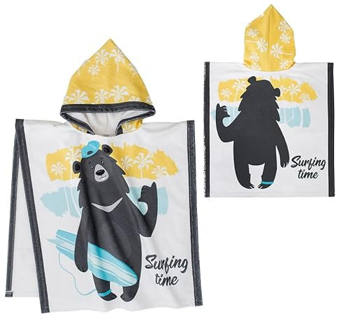 HAMUR HOME Kinder Poncho Handtuch Badetuch mit Kapuze Baumwolle Poncho 60x60cm Kinder Handtuch für den Strand (Surf)