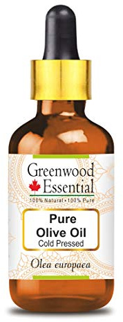 Greenwood Essential Olio d'oliva naturale (Olea europaea) con contagocce in vetro, spremuto a freddo, 5 ml