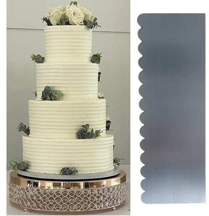 Stainless Steel 9 Inch Tall Narrow Scallop Cake Scraper Cake Decorating Comb, Cake Buttercream Icing Smoother Edge Side Sculpting Decorating Tools