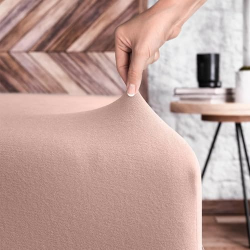 Wolkenfeld Spannbettlaken 180x200cm bis 200x200cm aus 100% Baumwolle, Oeko-TEX Zertifiziert – Weiches Jersey Spannbettlaken 200x200 für Matratze und Topper bis 20 cm – Rose