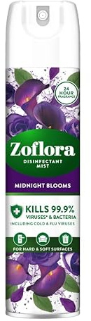 Zoflora Midnight Blooms Disinfectant Mist - Enchanting Floral-Scented Fabric & Air Sanitiser | Experience the Allure of Midnight Blooms | Effortlessly Refresh & Disinfect, 300ml
