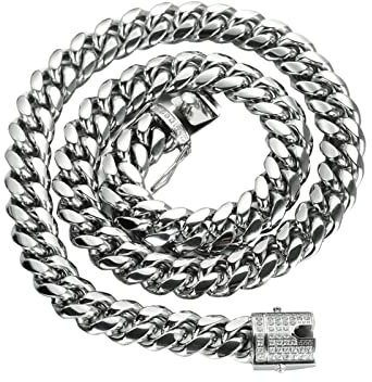 Daesar Silber Kette 60CM ohne Anhänger Herren, 10MM Panzerkette mit Zirkonia Edelstahl Halskette Silber für Charms