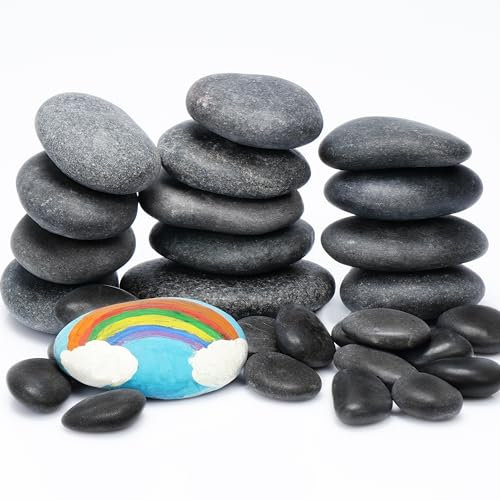 Belle Vous Set Piedras de Río para Pintar - 120x Piedra Decorativa - Rocas Decorativas de 1,3 a 7 cm - Guijarros Planos y Lisos para Manualidades y Decoracion de Jardín y Acuario