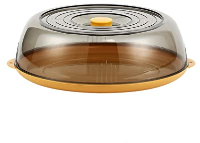 Microwave Cover for Food, Microwave Splatter Cover Transparent Lids, Stackable, Dish Covers with Comfortable Grip Microwave Plate Cover for Kitchen(Yellow)